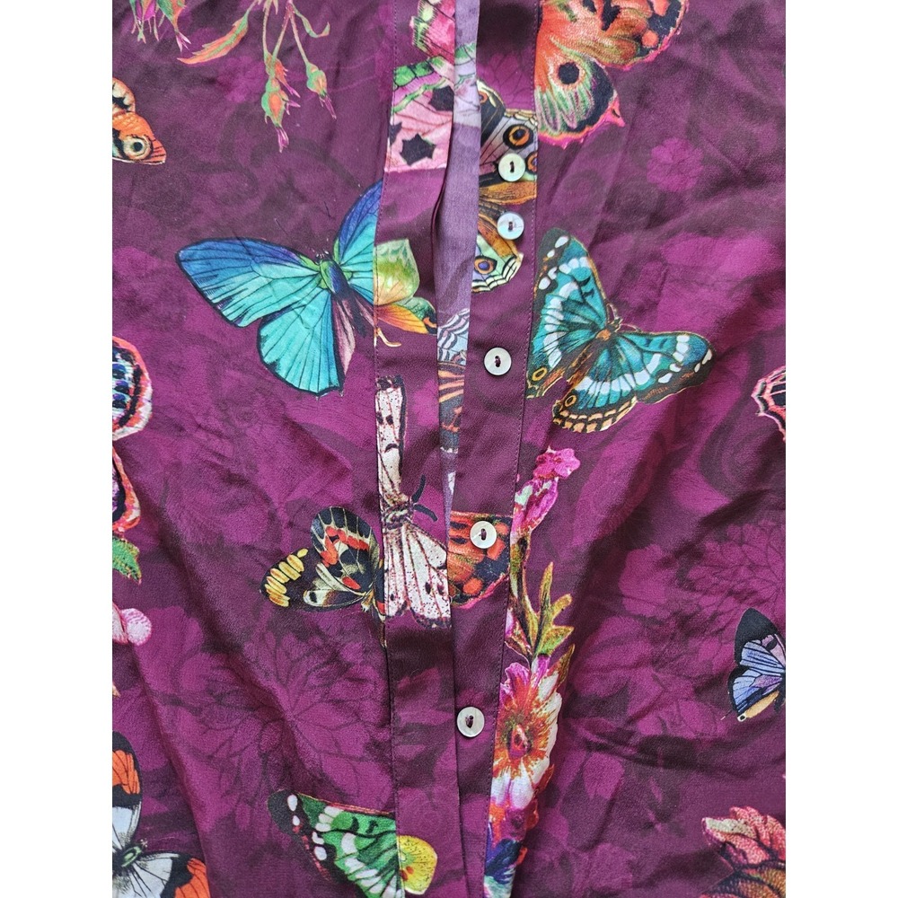 Johnny Was Silk Floral Butterfly Garden Prairie Tropical Pant Set S - Picture 2 of 16